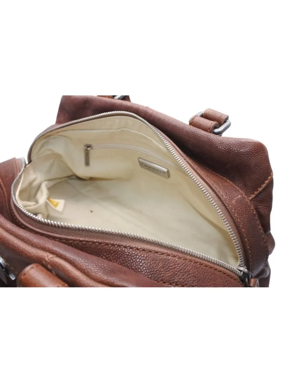Chanel Handbag CC Logo Caviar Leather Brown Quilted